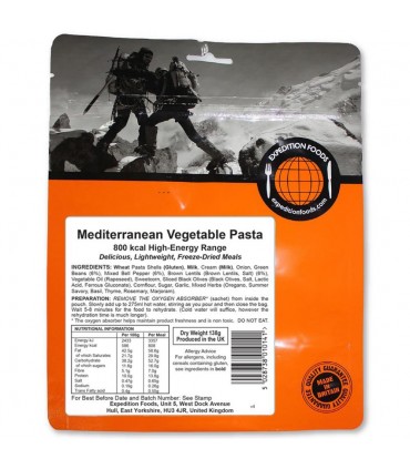 Pasta con verduras mediterraneas liofilizada 800 kCal