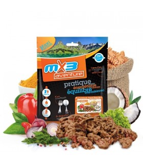 Ternera y pasta con salsa curry liofilizada