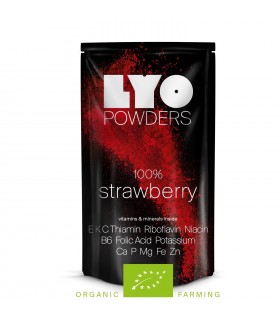 Fresa orgánica en polvo liofilizada