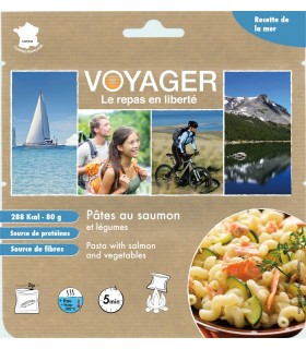 Pasta con salmón y verduras liofilizada