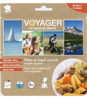 Pasta, carne de ternera y verduras liofilizado